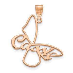 Sterling Silver/Gold-plated Small Butterfly with Name on Wings Pendant